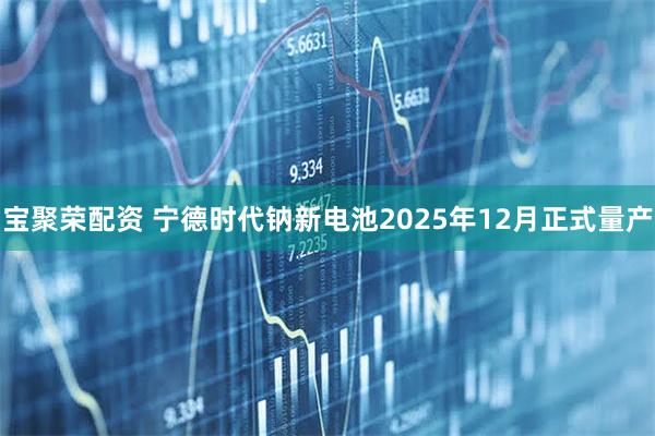 宝聚荣配资 宁德时代钠新电池2025年12月正式量产