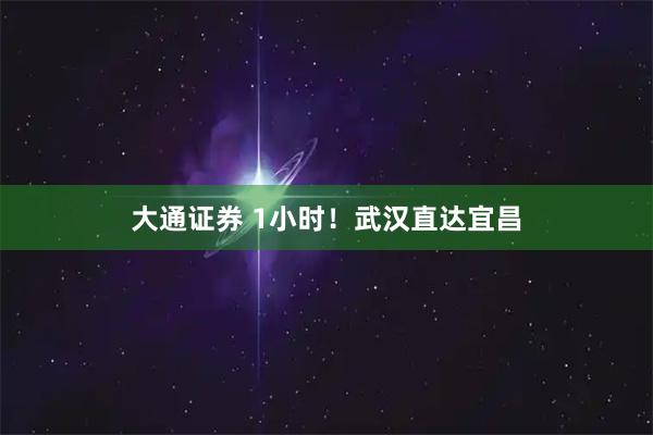 大通证券 1小时！武汉直达宜昌