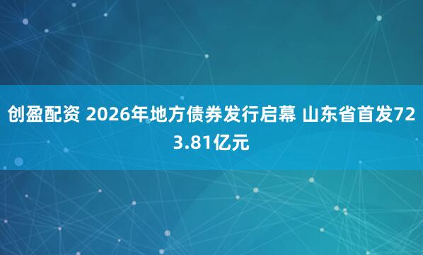 创盈配资 2026年地方债券发行启幕 山东省首发723.81亿元