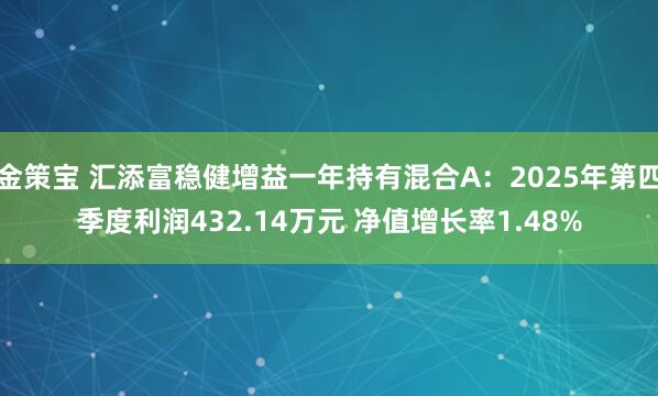 金策宝 汇添富稳健增益一年持有混合A：2025年第四季度利润432.14万元 净值增长率1.48%